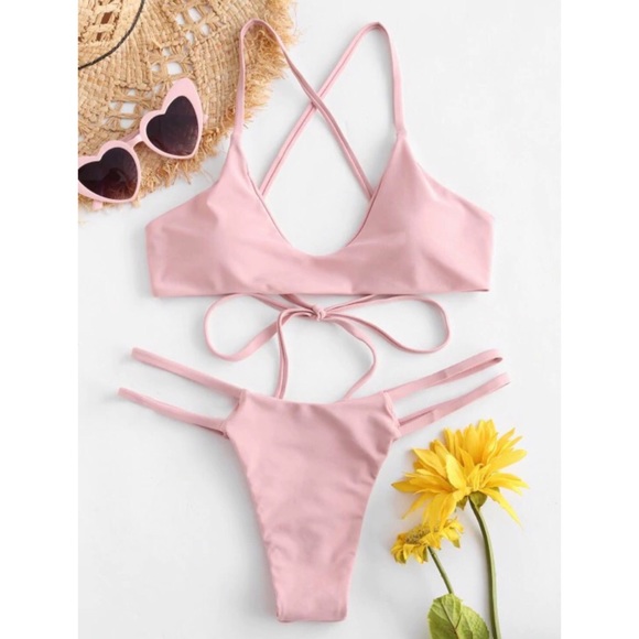 Zaful Other - ZAFUL Pink Crisscross Strappy Bikini Set- Medium